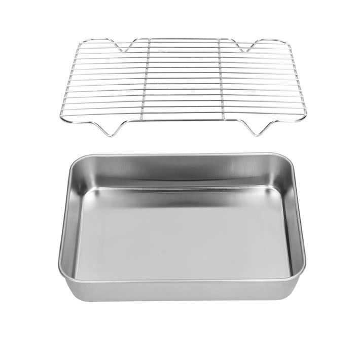 Lot De 3 Bacs De Cuisson En Inox 25,5x19,5x5cm - Plats Rectangulaires Pour Four, Pâtisserie, Gratin - Empilables Et Lavables