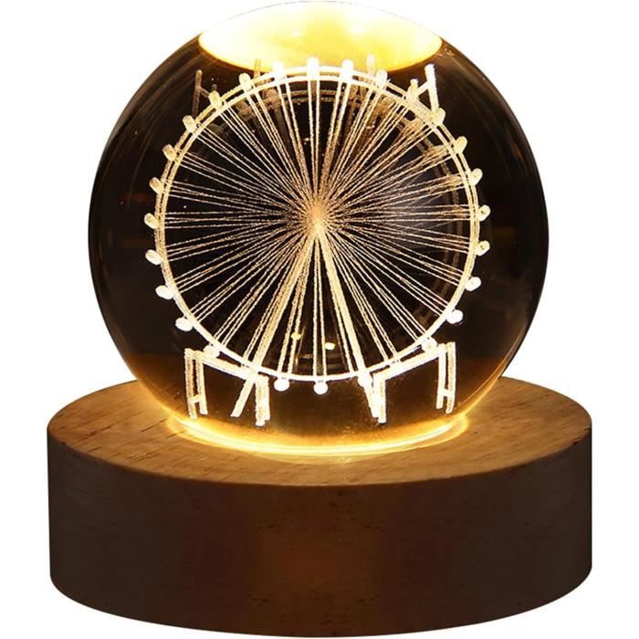 LIBOOI Veilleuse LED 3D En Forme De Boule De Cristal Pour