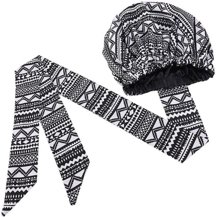 Foulard Cheveux Femme Noir - Turban Chimio Chapeau Bandana Bonnet Enveloppement Tête