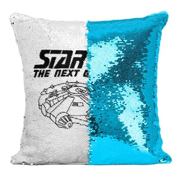 Coussin avec Housse Sequin Paillettes Turquoise Star Trek