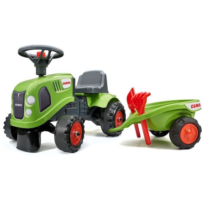 Porteur tracteur Claas avec remorque et accessoires - FALK - Dès 12 mois - 100% fabriqué en France - 40% plastique recyclé