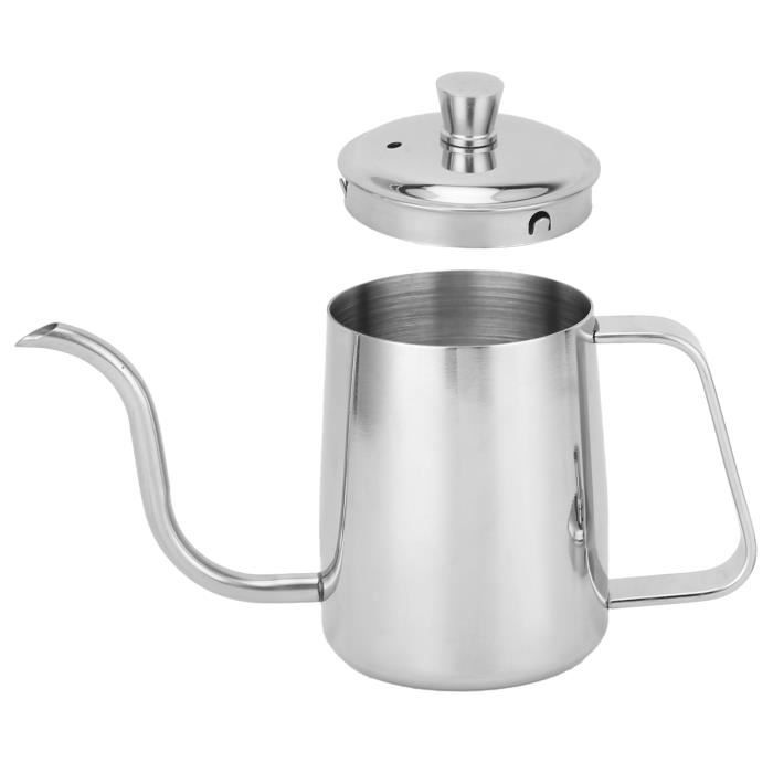 Fdit 350ml / 600ml Cafetière Goutte à Goutte en Acier Inoxydable 304 avec Manche en Bois, Bouilloire Col de Cygne, Bouilloire Col de Cygne, Pot Col de Cygne