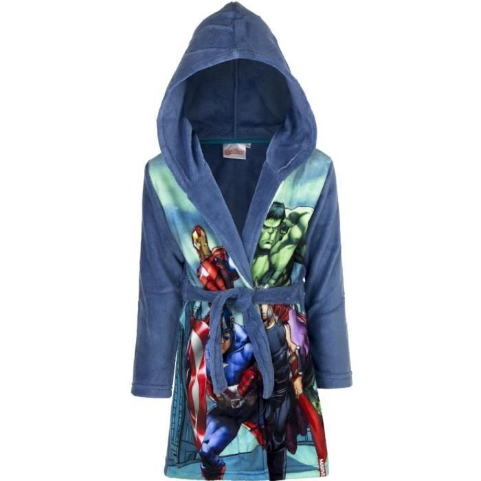 Peignoir polaire Les Avengers 4 ans robe de chambre capuche bleu Cdiscount Pret a Porter