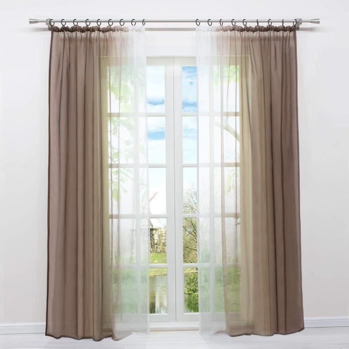 Rideau En Voile Dégradé 100x200 Cm - Polyester - Passant Pour Tringle (max 3,5 Cm) - Décoration Maison, Salon, Chambre
