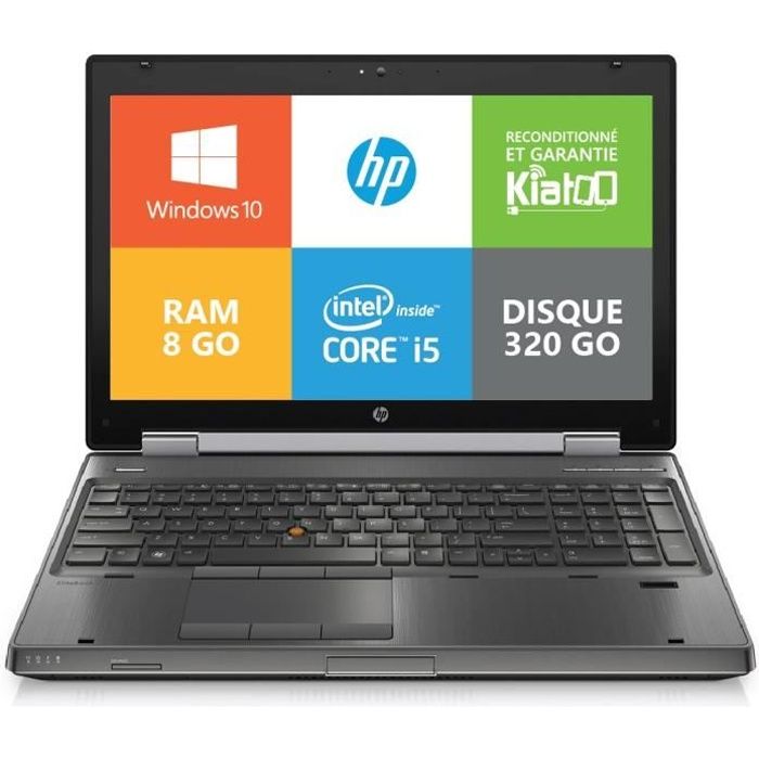 Pc portable hp elitebook 8570w core i5 8go ram 320go disque dur windows 10 - Hewlett packard