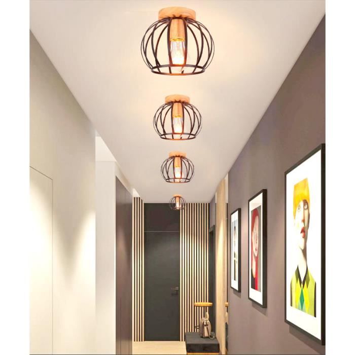 U-do 4pcs Plafonnier Retro Couloir Noir Lustre Plafonnier Industrielle Vintage Lampe de Plafonde Designe pour Salon Chambre