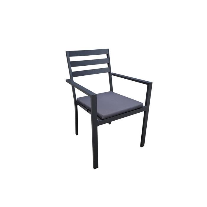 chaise de jardin en aluminium jardiline - modèle minorca - coussin gris