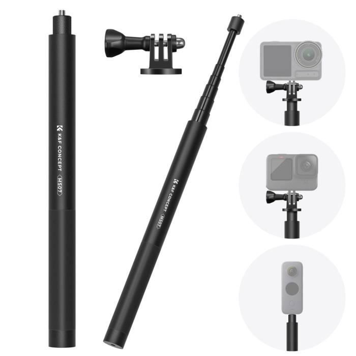 K&F Concept Rallonge Métallique 153cm, Perche Selfie, Equipée d'un Adaptateur GoPro, Compatible avec GoPro, DJI Action, Insta360