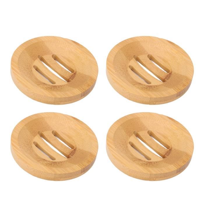 KIMISS Porte-savon De Salle De Bain Porte-savon En Bambou 4 Pièces