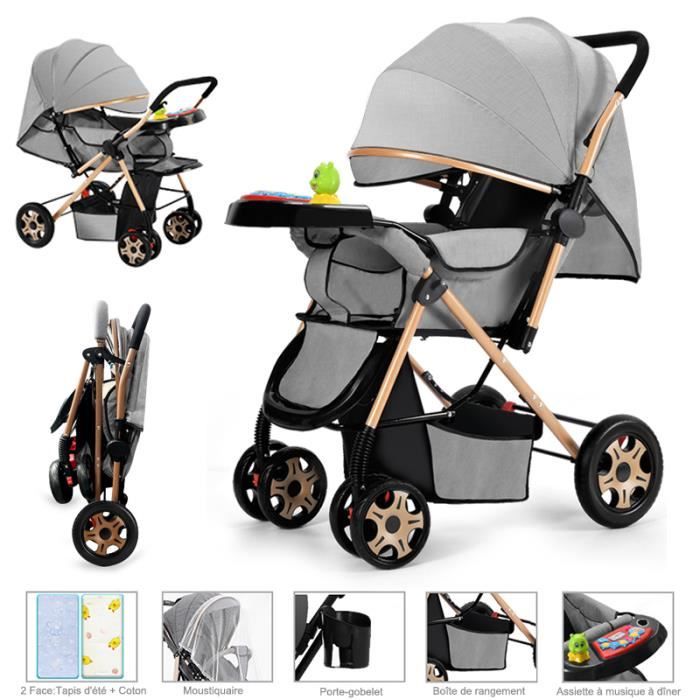 Poussette bébé Citadine Ultra Compacte - De 0 à 36 mois Jusqu'à 50kg -  Double Frein, Dossier inclinable, Accessoires inclus - Gris - Cdiscount  Puériculture & Eveil bébé