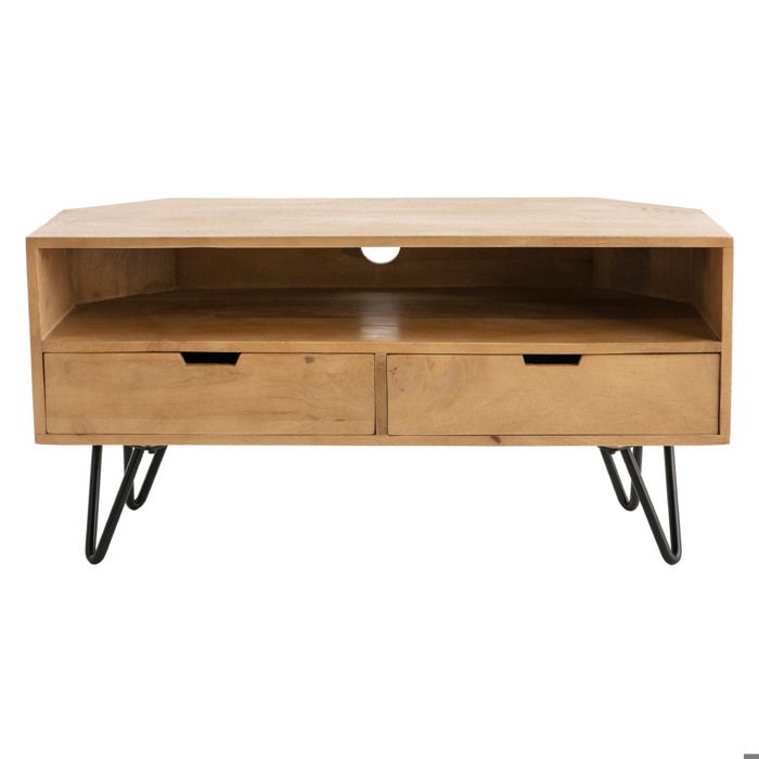 Miliboo - Meuble TV dangle en bois manguier massif et métal noir L100 cm VIBES Miliboo - Meuble TV dangle en bois manguier massif et métal noir L100 cm VIBES