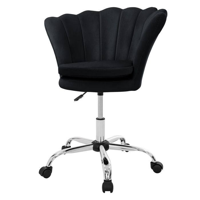 ML-Design Chaise de bureau en velours noir structure métallique chaise rembourrée avec dossier réglable en hauteur