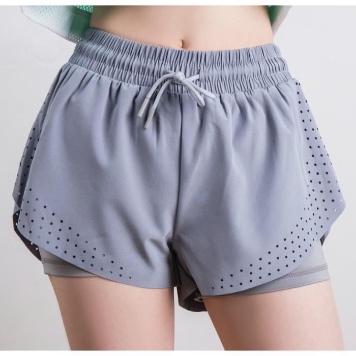 Short de Sport Femme Yoga Fitness Running Gym Sexy - Gris Gris