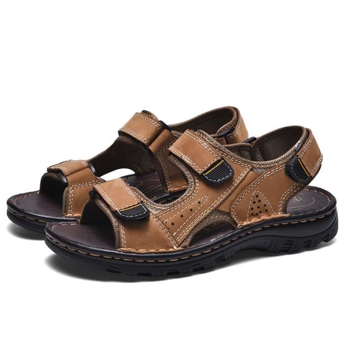 Générique Sandales Homme Hommes Sandales D'été Confortables Antidérapantes Sandales Cuir Homme Chaussure Homme Été Sandales Homme Cuir Bout Ouvert