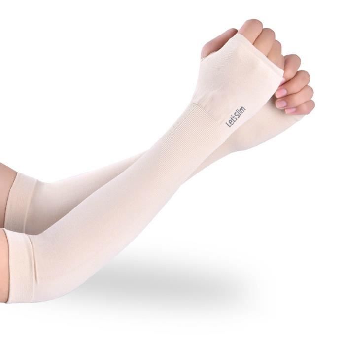 Paire De Manchettes De Protection Solaire - Beige, 36x10 Cm, 90% Nylon/10% élasthanne, Pour Sport Et Plein Air