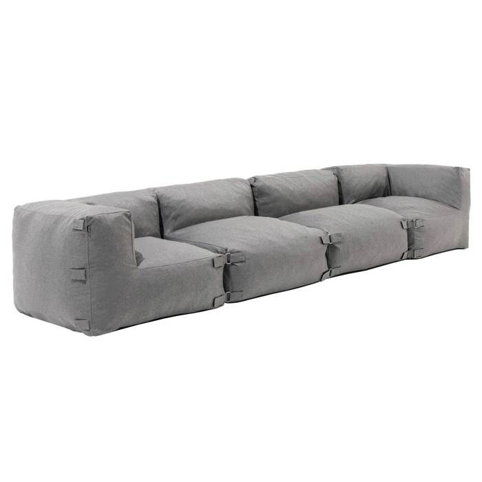Canapé de jardin modulable 4 places gris Mixi Oviala