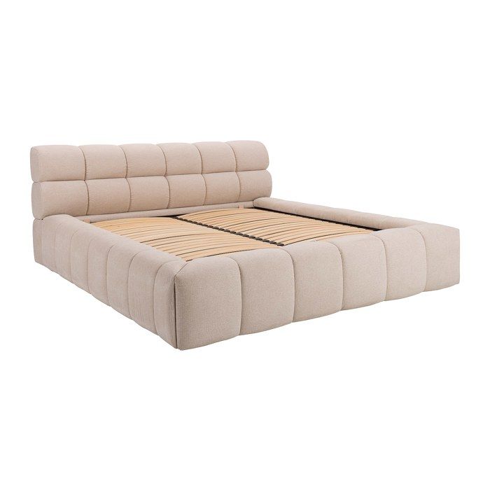 Lit coffre 180 x 200 cm - Tissu - Beige - FORVIK II