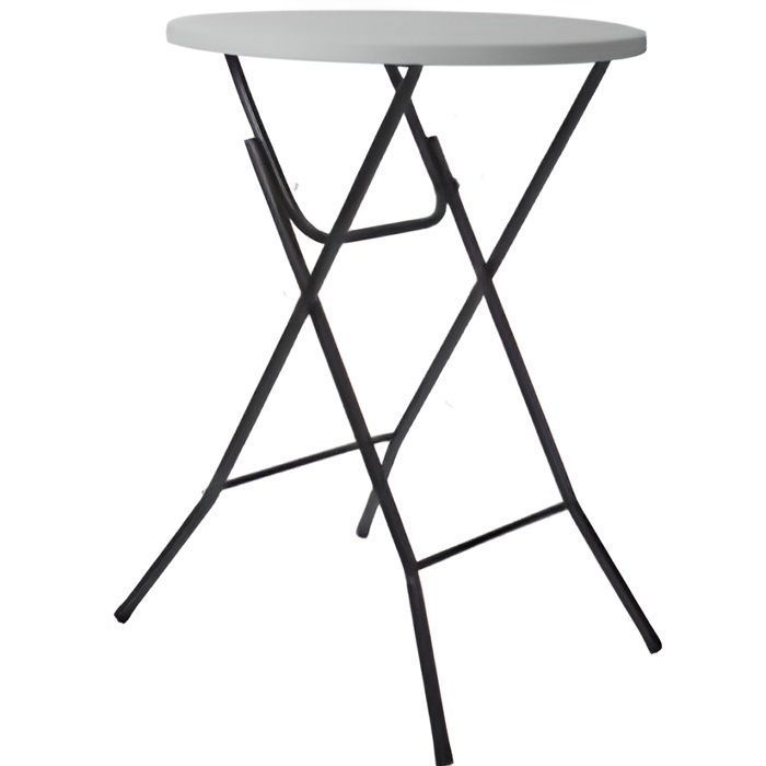 Table pliante - PEREL - ø 80 cm - Gris - Acier - Jardin