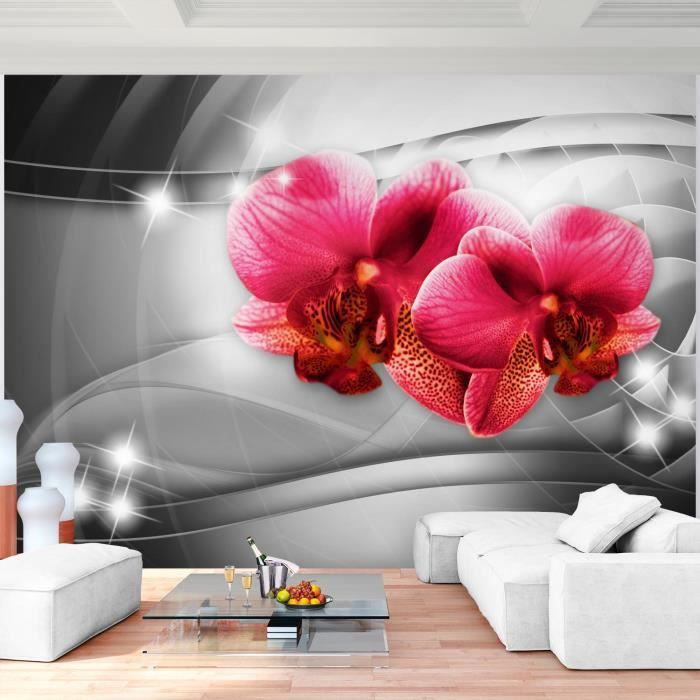 Door wallpaper Wall mural wallpaper purple orchid stones wellness photo 90 cm x 