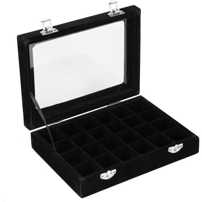 Boîte De Présentation Acrylique Transparente Avec Couvercle Rotatif - 9 Compartiments Pour Bijoux Et Pierres Précieuses - 7