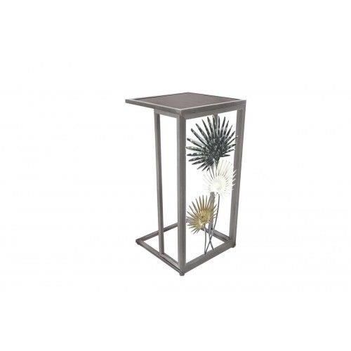 sellette décoration palmes - socadis - meuble de salon - métal - blanc - contemporain - design