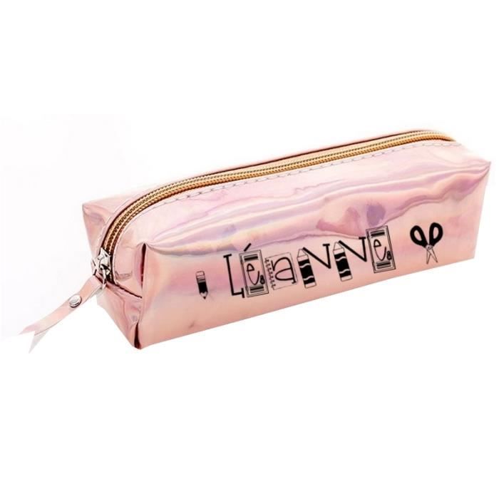 Trousse rose gold ecole crayon maquillage personnalisee prenom
