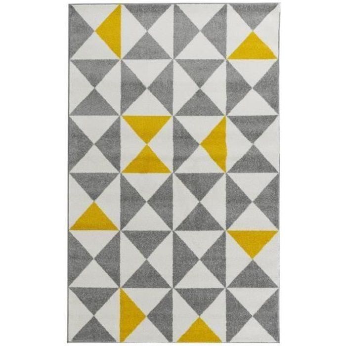 Koton Cara Tapis de Salon Multicolore Noir, Gris, Blanc, Jaune, 50 x 80 cm