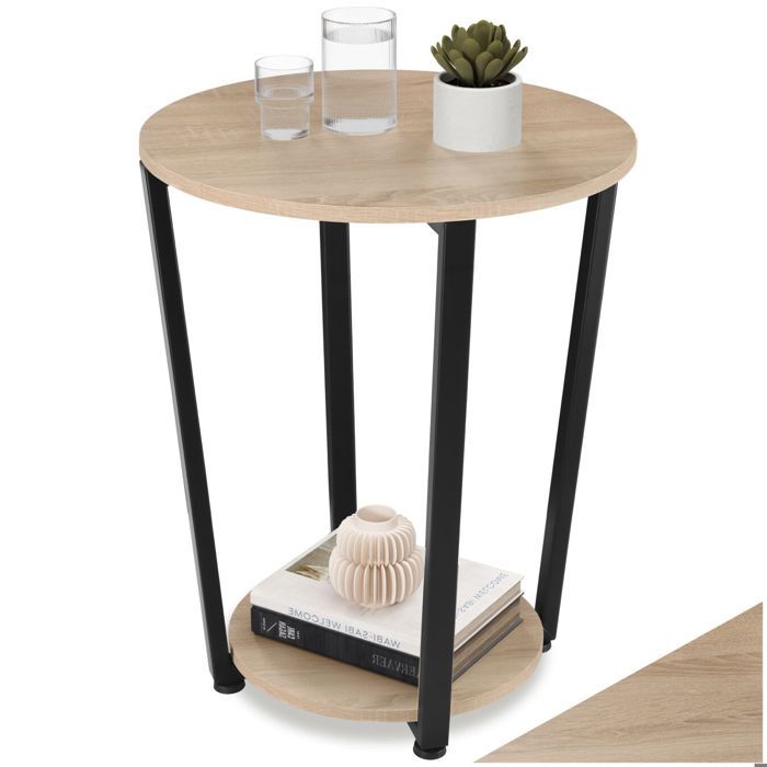 Table basse - TECTAKE - Table dappoint ronde SWINDON style industriel bois MDF et acier Ø 50 x 62 5 cm - Bois clair/Chêne sonoma Table basse - TECTAKE - Table dappoint ronde SWINDON style industriel bois MDF et acier Ø 50 x 62 5 cm - Bois clair/Chêne sonoma