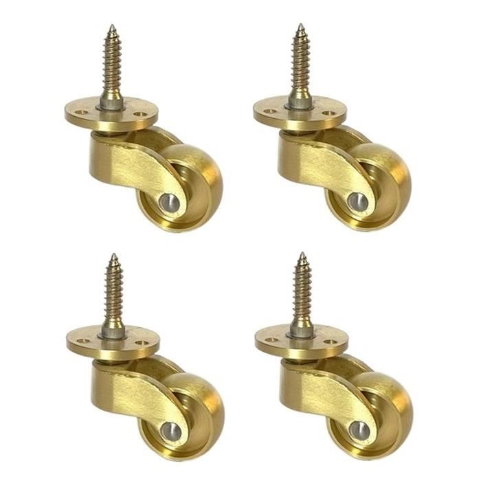 Lot De 4 Roulettes Universelles Pivotantes Laiton Massif 24mm - Sans Potence