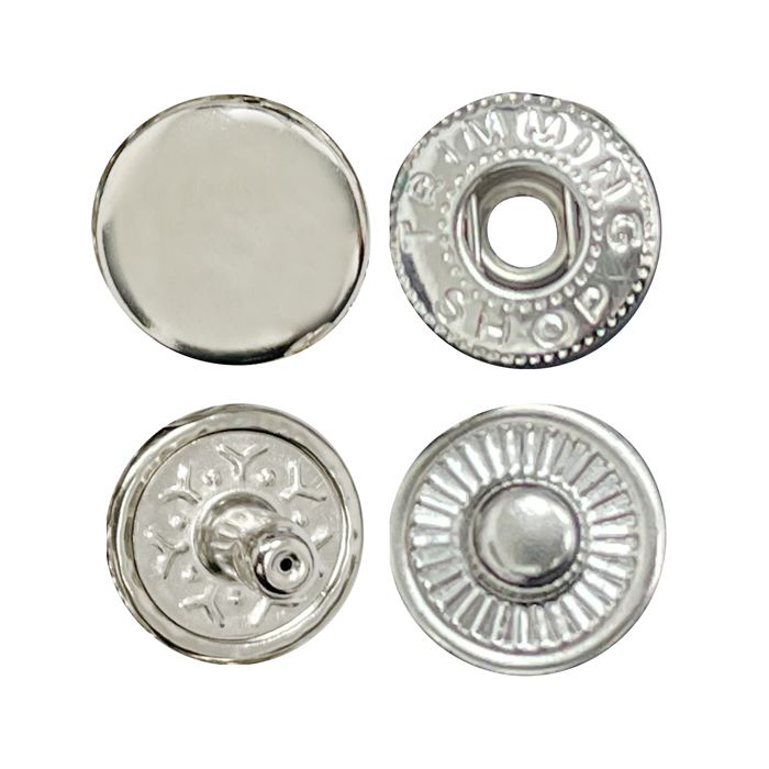 Bottoni Per Jeans In Ottone 20mm Con Attrezzo Di Fissaggio - Trimming Shop JB54 (10 Pezzi) – Argento