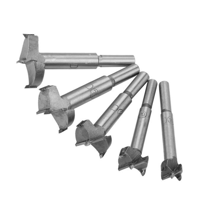 Lot De 5 Forets Forstner 15-35 Mm Acier Haute Résistance - Tige Hexagonale Extra Longue Pour Bois