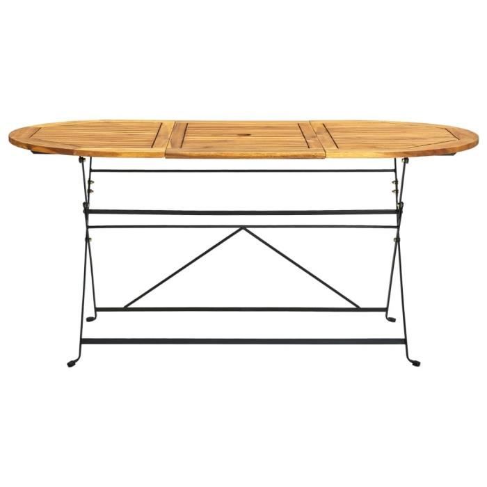 Table de jardin en bois d'acacia massif 160x85x74 cm - VIDAXL - Ovale - Pliant - Marron