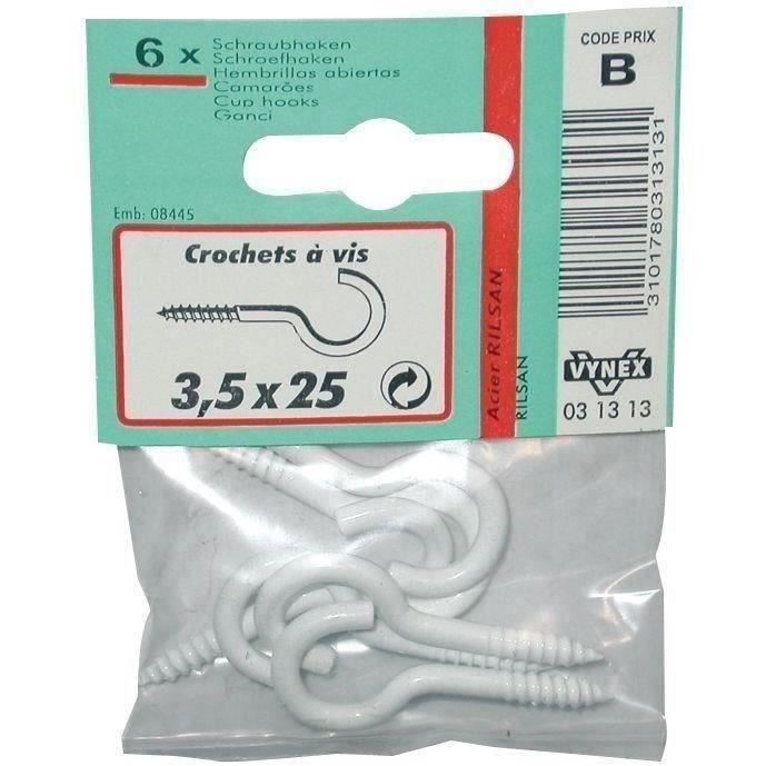 Crochet à vis - acier rilsanisé - 5x40 mm