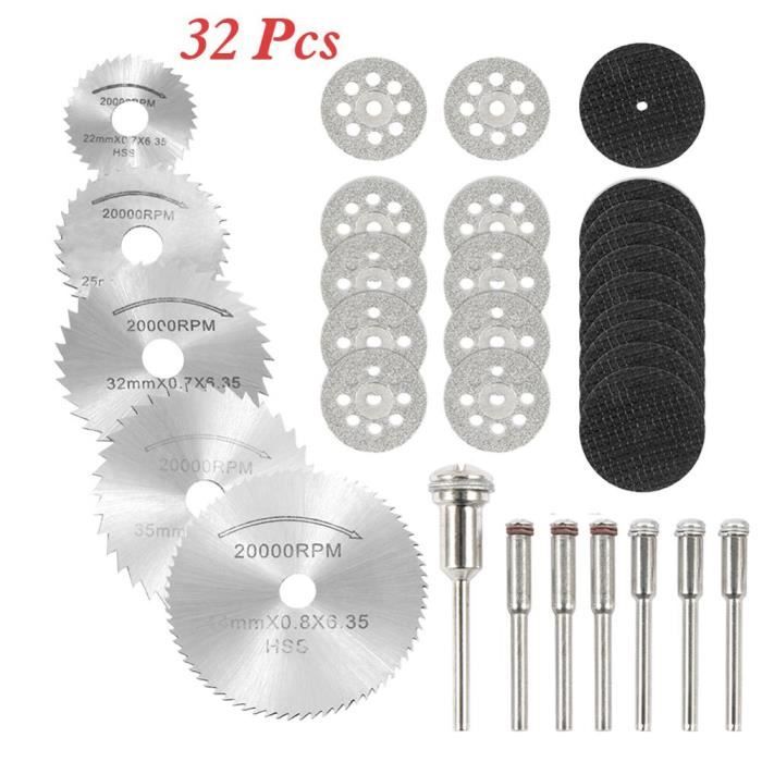 50 Disques à Tronçonner 32 Mm Compatibles Dremel – Pour Métal, Acier, Plastique, Avec 4 Mandrins 3 Mm, Outils Rotatifs