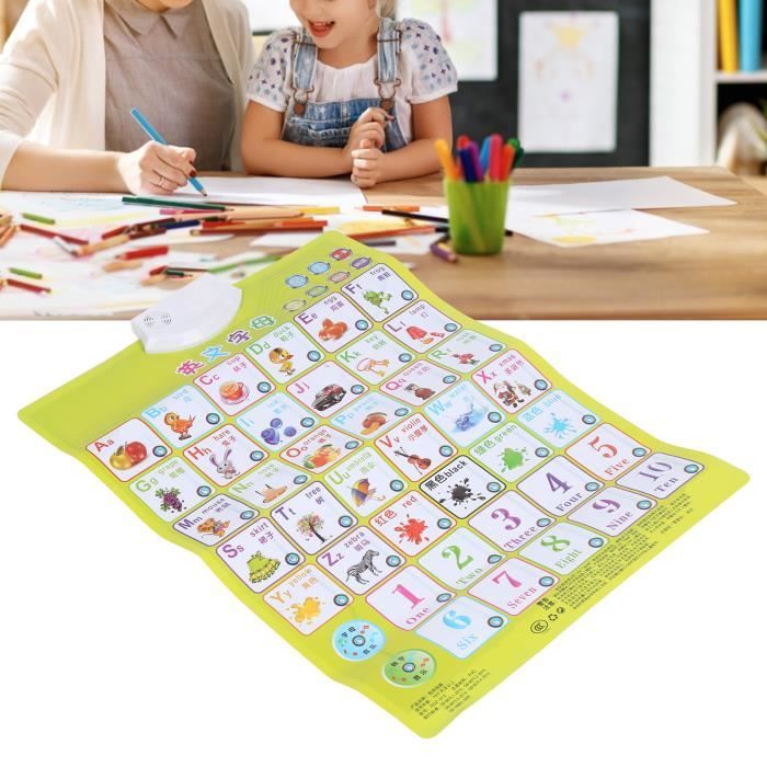 Tableau Mural Alphabet Parlant Éducatif - Jouet Interactif Sons & Musique Pour Enfant - Apprentissage Sensoriel 41x55,5 Cm