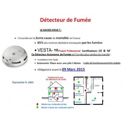 Detecteur de fumée Vesta 10 (avec pîle lithium)