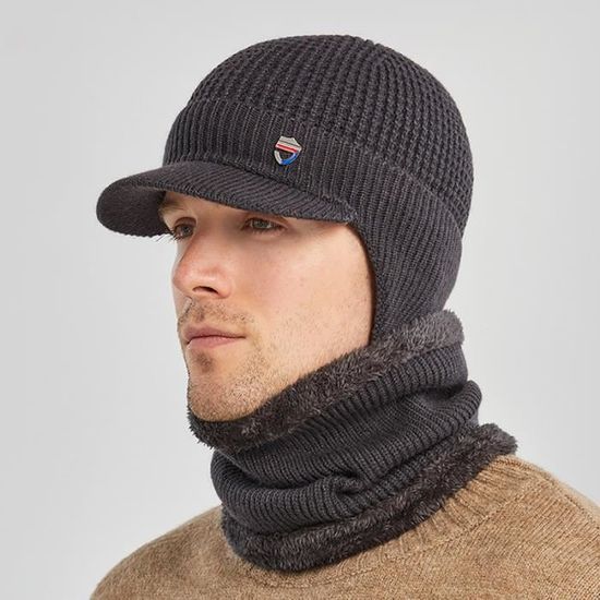 Chapeau d'hiver chaud coupe-vent en polaire pour homme - Bonnet tricoté en  tricot - Gants tricotés pour homme - Chapeaux à rabat pour homme, gris,  taille unique : : Mode