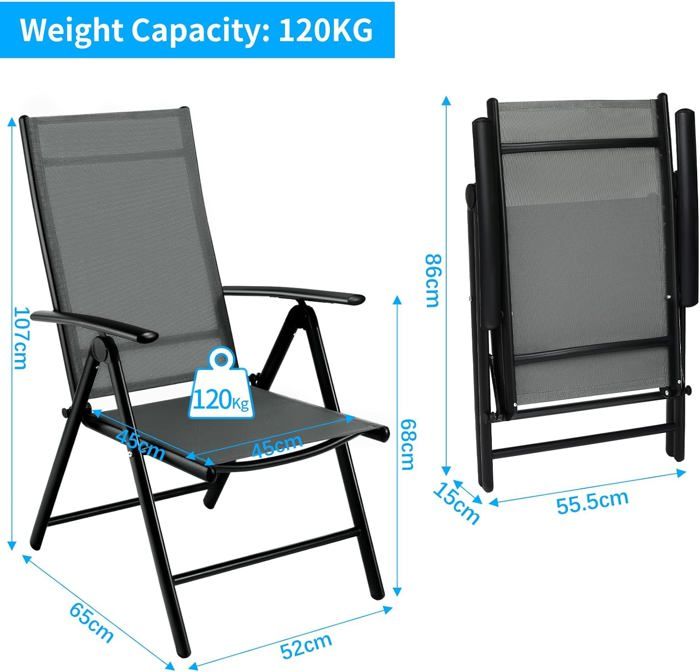 FORMA MARINE 2ECO100G Lot De 2 Chaises De Bateau Pliables En Alu Avec Accoudoirs En Bambou - Gris, Léger Et Écologique