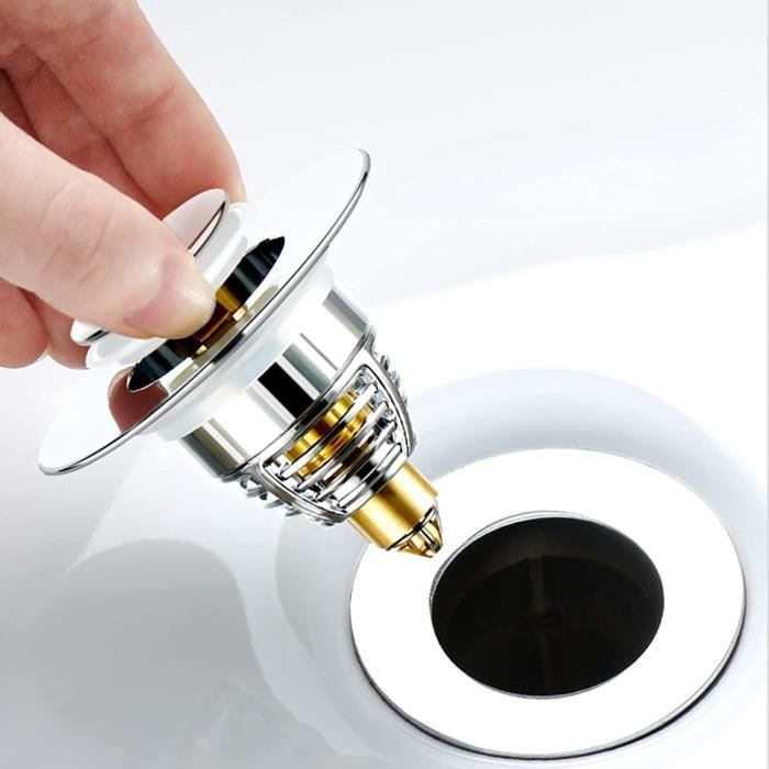 Bouchon De Vidange Universel Pour Lavabo - Ajustable 34-40 Mm, Avec Filtre Anti-cheveux Et Installation Facile