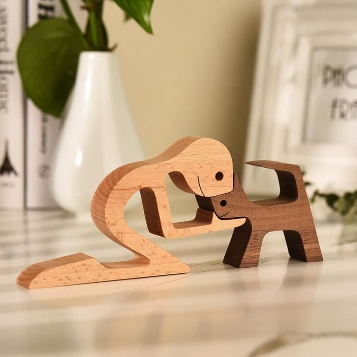 YPL00006 En bois beau chat artisanal male femelle Statue bois jouet bureau decoration de la maison Souvenirs naturel ecologique li Cdiscount Maison