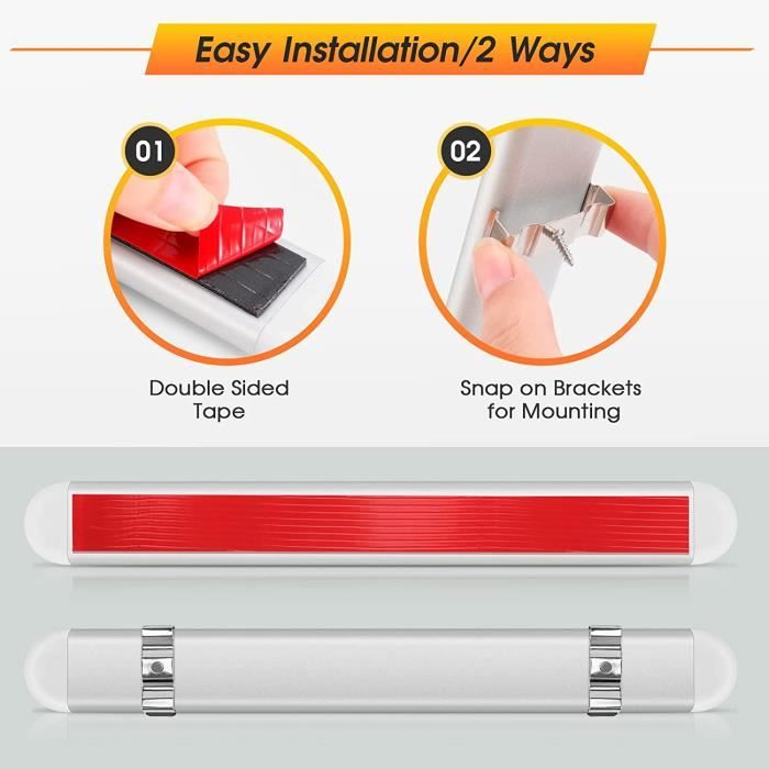 2 Barres LED Intérieur 24 LED 12V 32cm – Auto, Camping-car, Cuisine, Avec Interrupteur