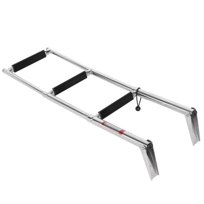 Échelle De Bateau 4 Marches Pliables Liwogi - Inox Antidérapante, Pour Yacht, Piscine Hors Sol, Pont De Natation, Jetée - Stable Et Compacte
