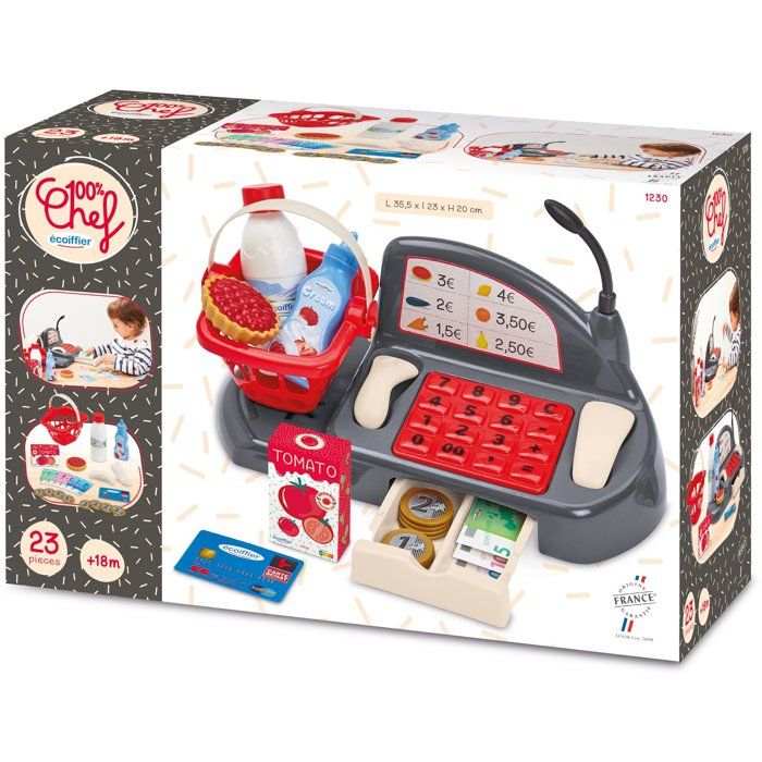 Jouets Ecoiffier - 1676 - Sortie de Caisse + Chariot - Jeux d'imitations pour Enfants - Dès 18 Mois- Fabriqué en France Jouets Ecoiffier - 1676 - Sortie de Caisse + Chariot - Jeux d'imitations pour Enfants - Dès 18 Mois- Fabriqué en France