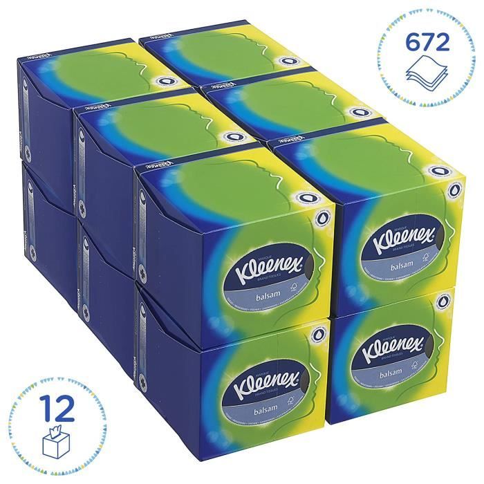 Mouchoirs Kleenex professionnels pour entreprise (13216), boîtes de  mouchoirs plates, 60 boîtes/caisse, 100 mouchoirs/boîte