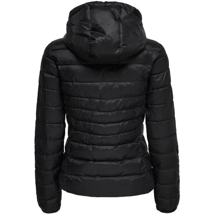 ONLY Veste matelassée à capuche poches avant Elastique sous chaque  manche Femme Noir