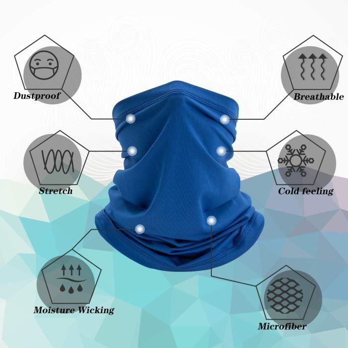 Cache Cou Tubulaire Foulard Moto Randonnée Cyclisme 5Pcs Noir