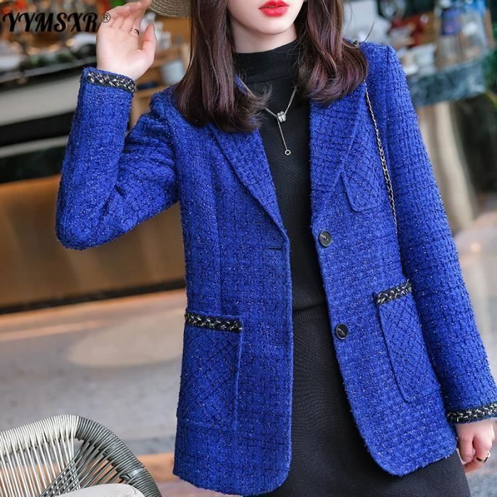 Manteau Blazer mi long en laine pour femme veste manches