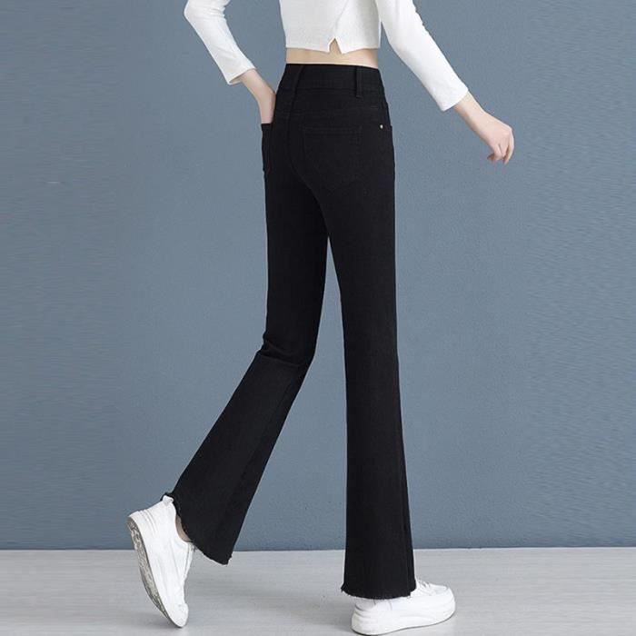 Jean noir délavé sales femme taille haute