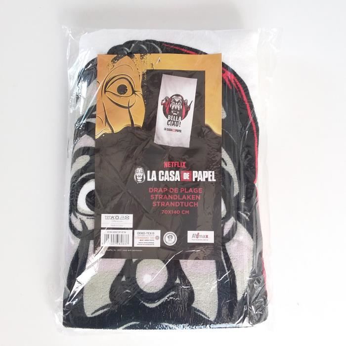 Serviette de Plage - LA CASA DE PAPEL - 100% Microfibre - 70x140cm - Couleur Blanc - Maison