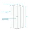 Porte de douche angle Spot carrée extensible 80 à 90cm AURLANE - Verre trempé transparent - Profilés métal blanc-2
